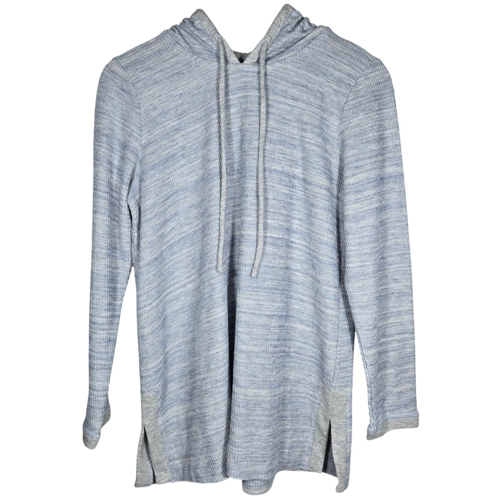J. Jill Blue Space Dye Waffle Knit Hoodie Petite Small KTP284132